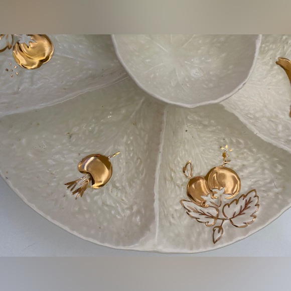 CROWN DEVON BONE CHINA VEGETABLE BOWL WITH RAISED CENTER DIP ENGLAND MCM - Picture 6 of 10